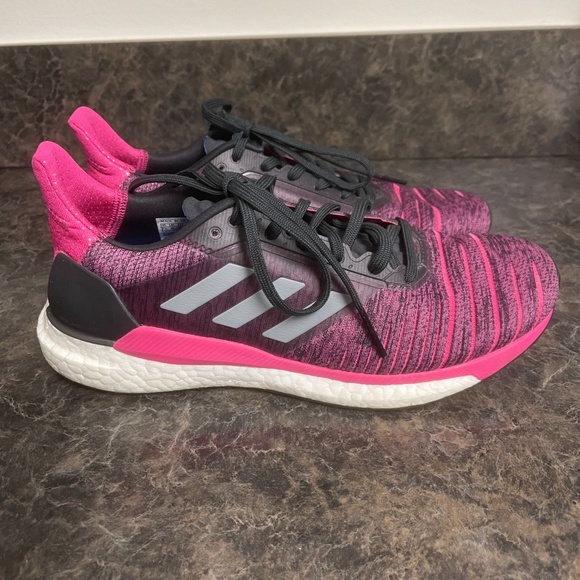 Adidas Pink Solar Glide Boost Running Shoes Women Size 7.5 - Picture 2 of 8